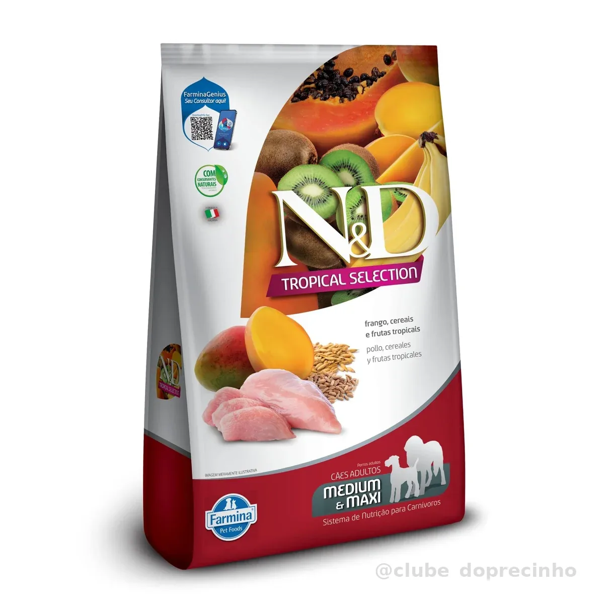N&D Tropical para Cães Adultos de Raças Médias e Grandes Sabor Frango, Cereais e Frutas Tropicais 10,1Kg