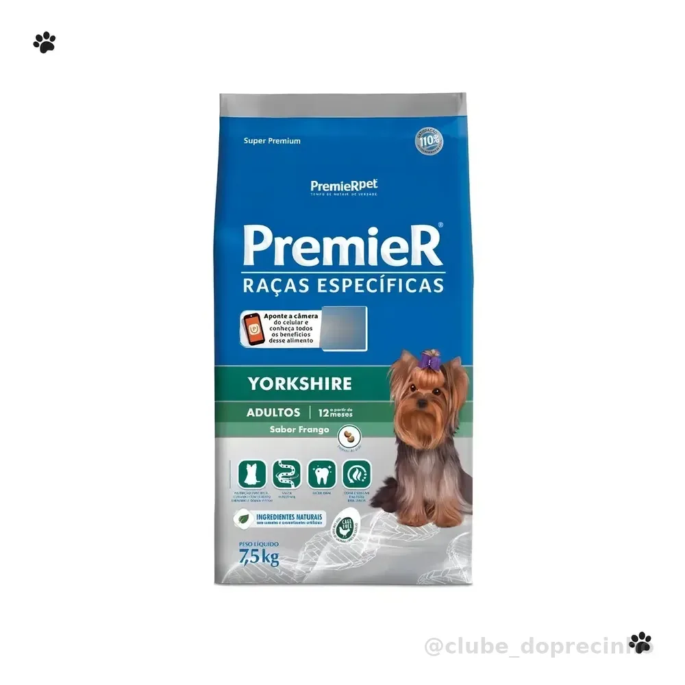 Ração Premier Yorkshire Adultos Frango 7.5kg