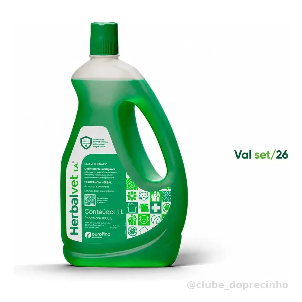 Herbalvet Desinfetante Ourofino 1litro Bactericida Viricida