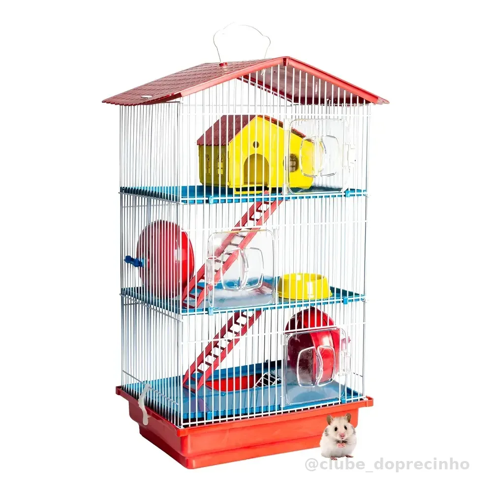 Gaiola Para Hamster Desmontável Casa Teto Plástico Cor Vermelho
