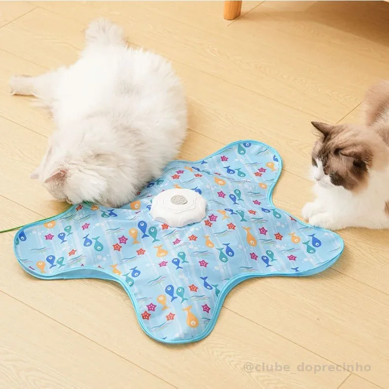 Brinquedo Interativo Formato Estrela para Gatos com Varinha Automática 360° Tenda de Caça e Diversão