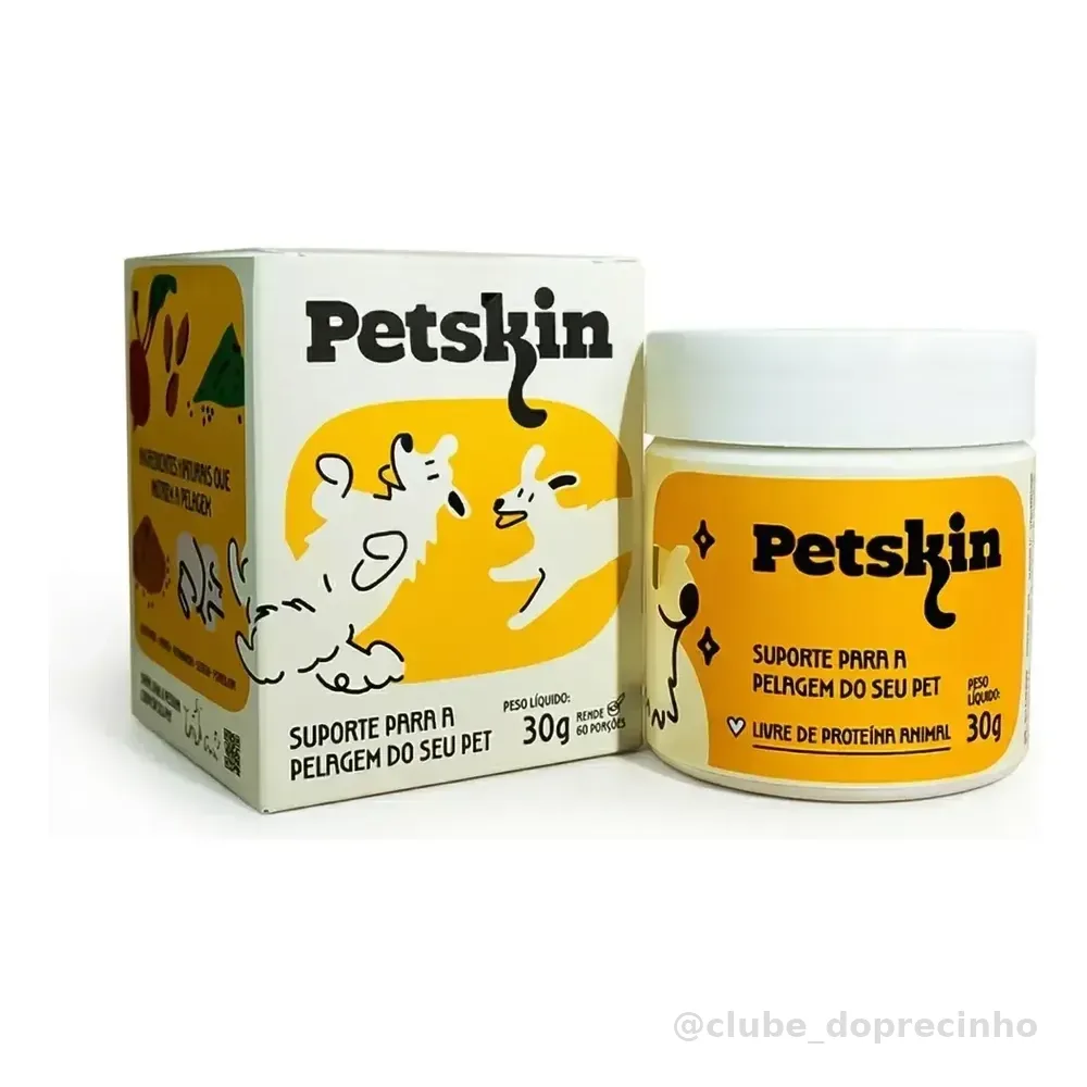 Suplemento Petskin Cães Gatos Alívio Crise Coceira Dermatite