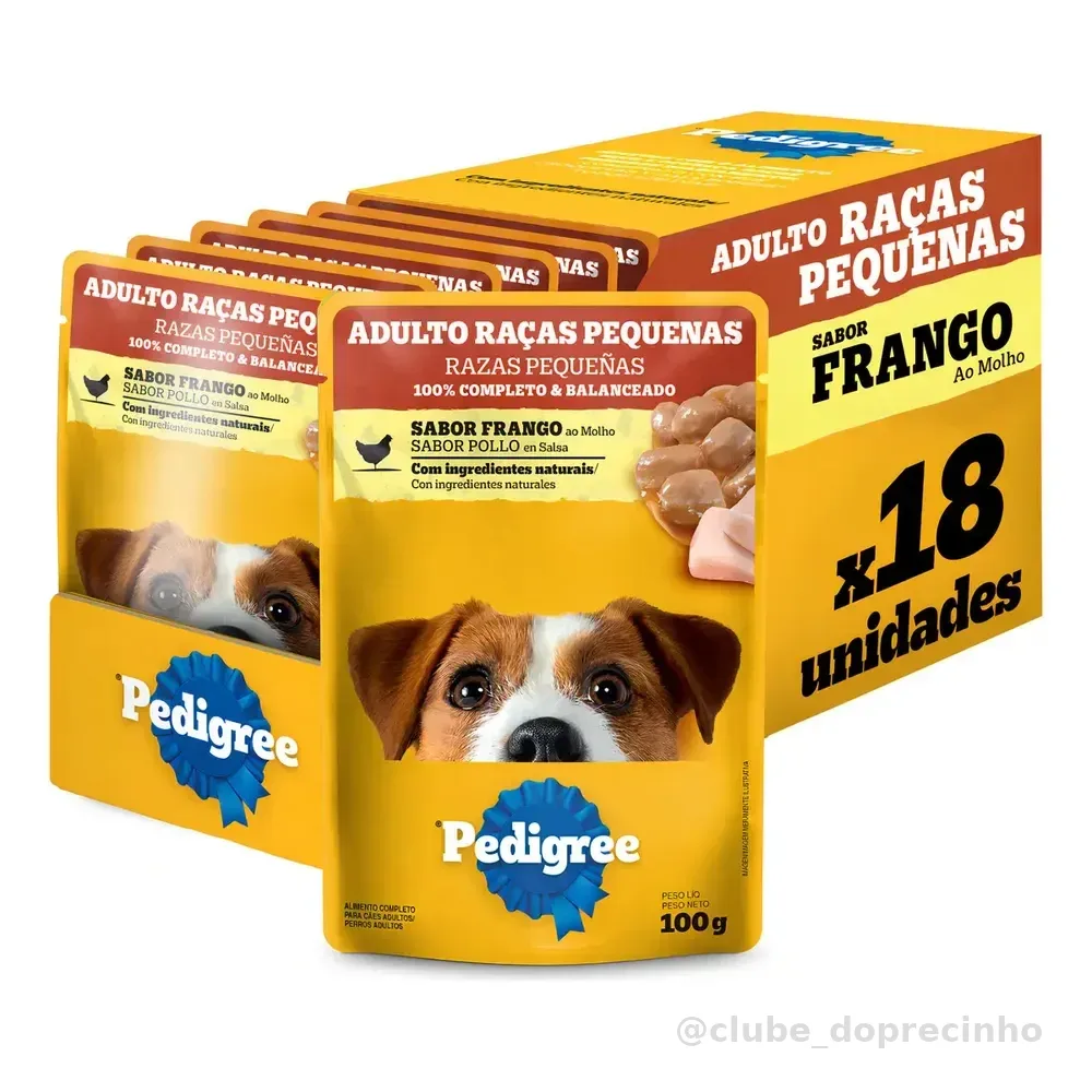 Kit Ração Úmida Pedigree Sachê Frango Cães Adultos 18 Un