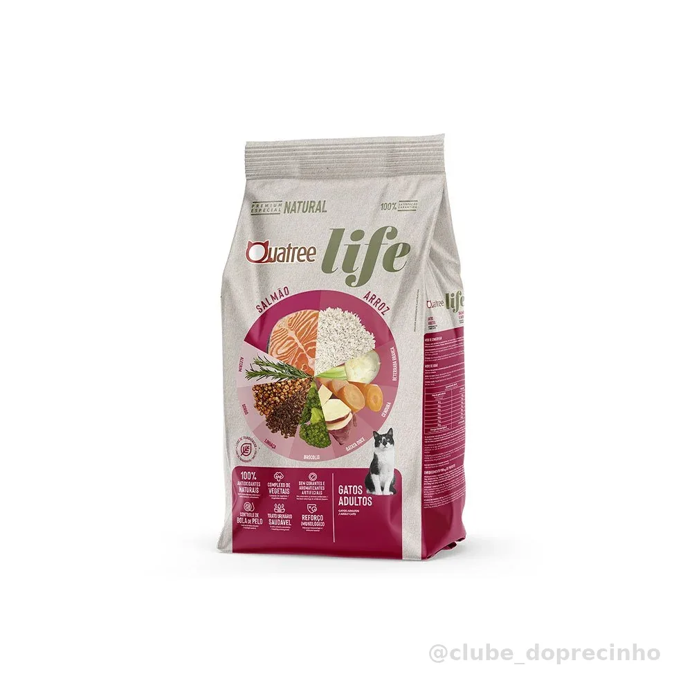 Ração Quatree Life Gatos Adultos Salmão 10.1Kg (maximo 1 pct por pedido)