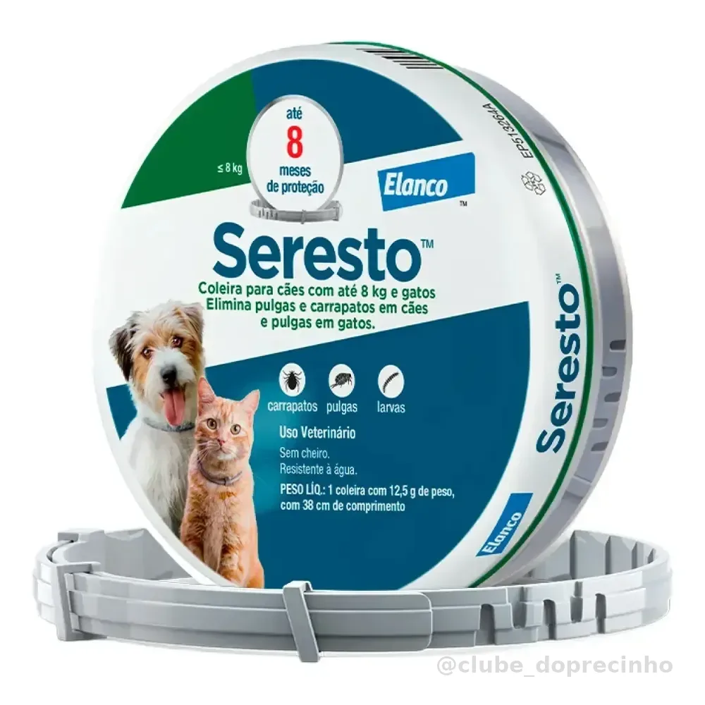 Seresto Caes E Gatos Até 8kg Coleira Antipulgas E Carrapatos Elanco
