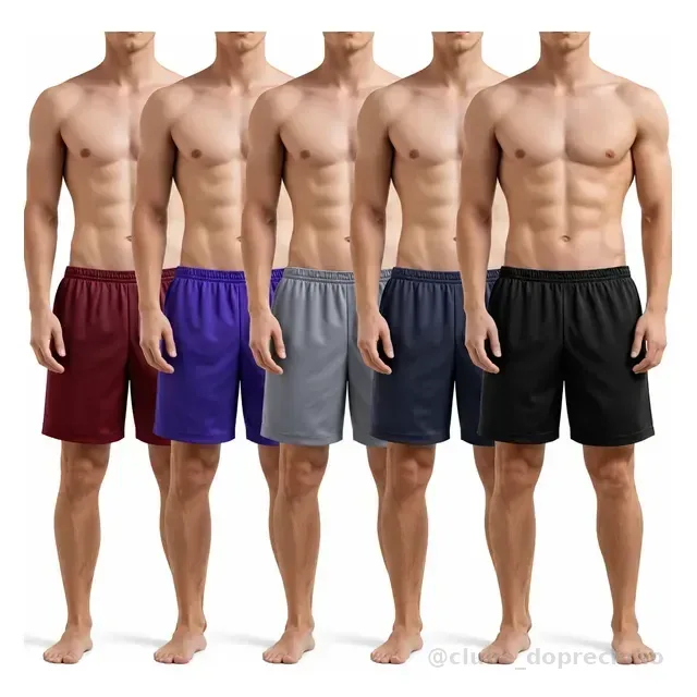 Kit 5 Shorts Masculino Sport Academia Futebol Cores Sortidas