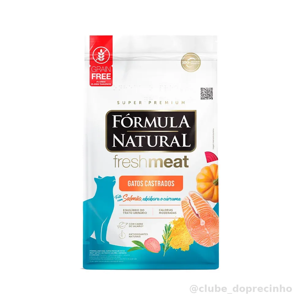 FORMULA NATURAL FRESH MEAT GATO CASTRADO SABOR SALMAO 10,1KG