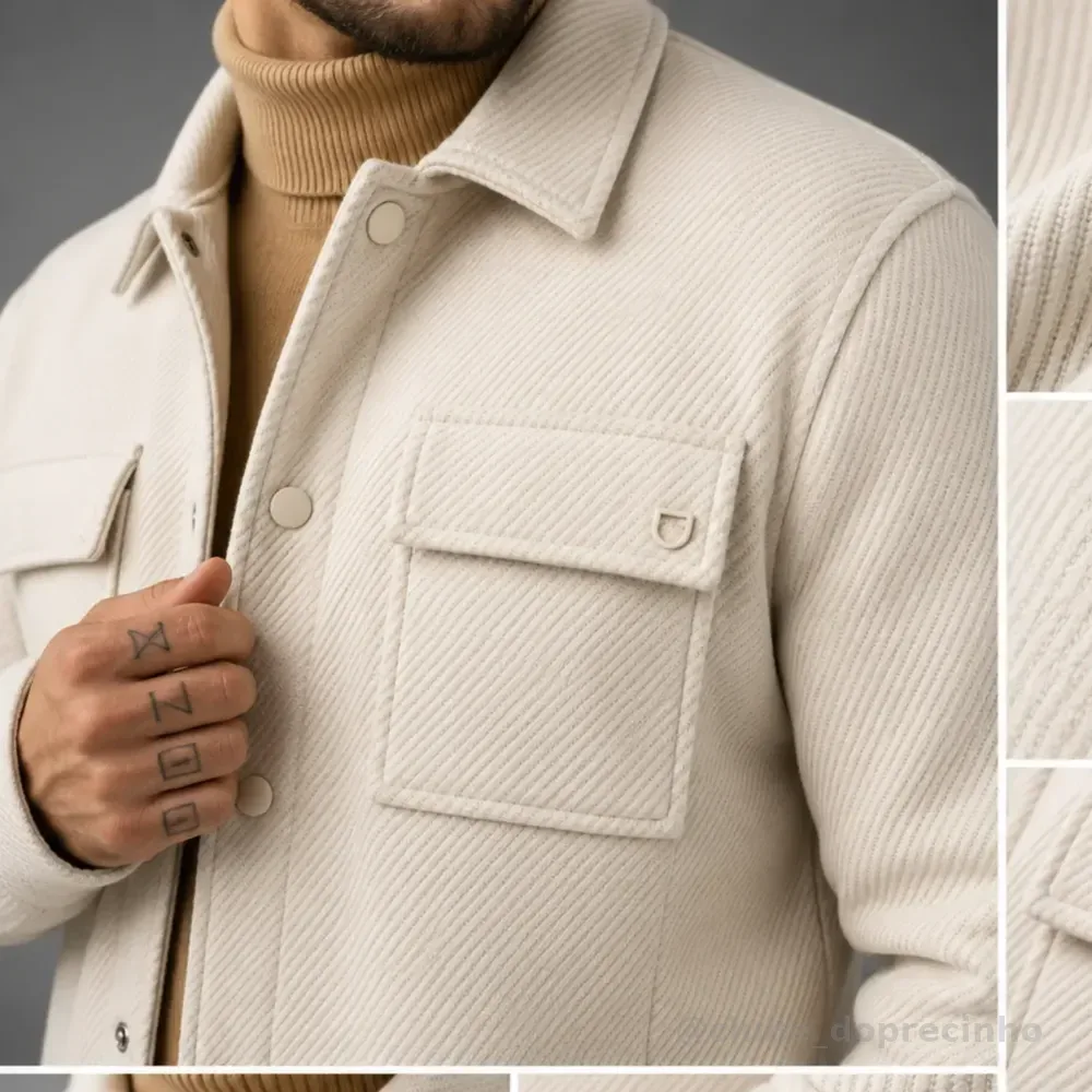 Jaqueta Masculina Bomber Texturizada Premium Com Botões Off-white M