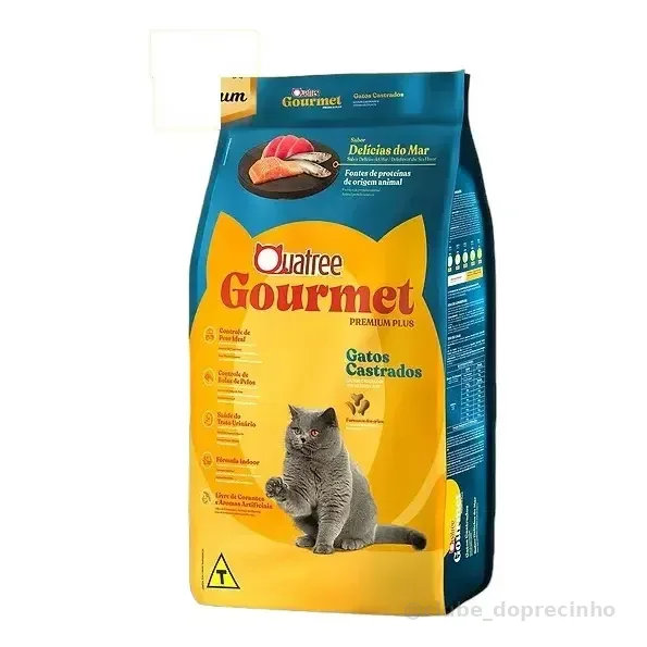 Quatree Premium ração gatos castrados delicias do mar gourmet 10,1kg