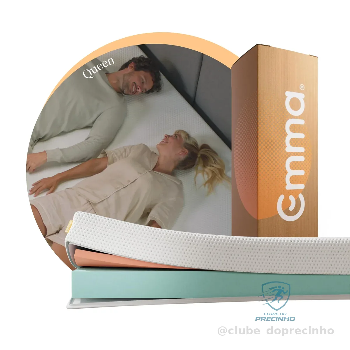 Colchão Queen Emma One Light - 158x198x18cm, Colchão de Espuma com 2 Camadas, Firmeza Ideal, Suporte Corporal, Conforto e Frescor, 100 Noites de Teste, 10 Anos de Garantia