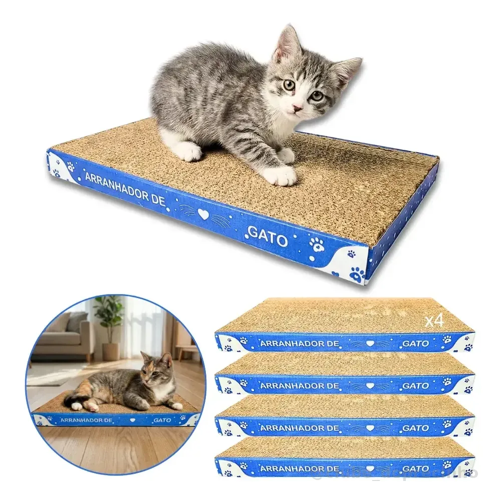 Kit 4x Arranhador Gato Papelão Protetor Sofá Unha Antistress Bege