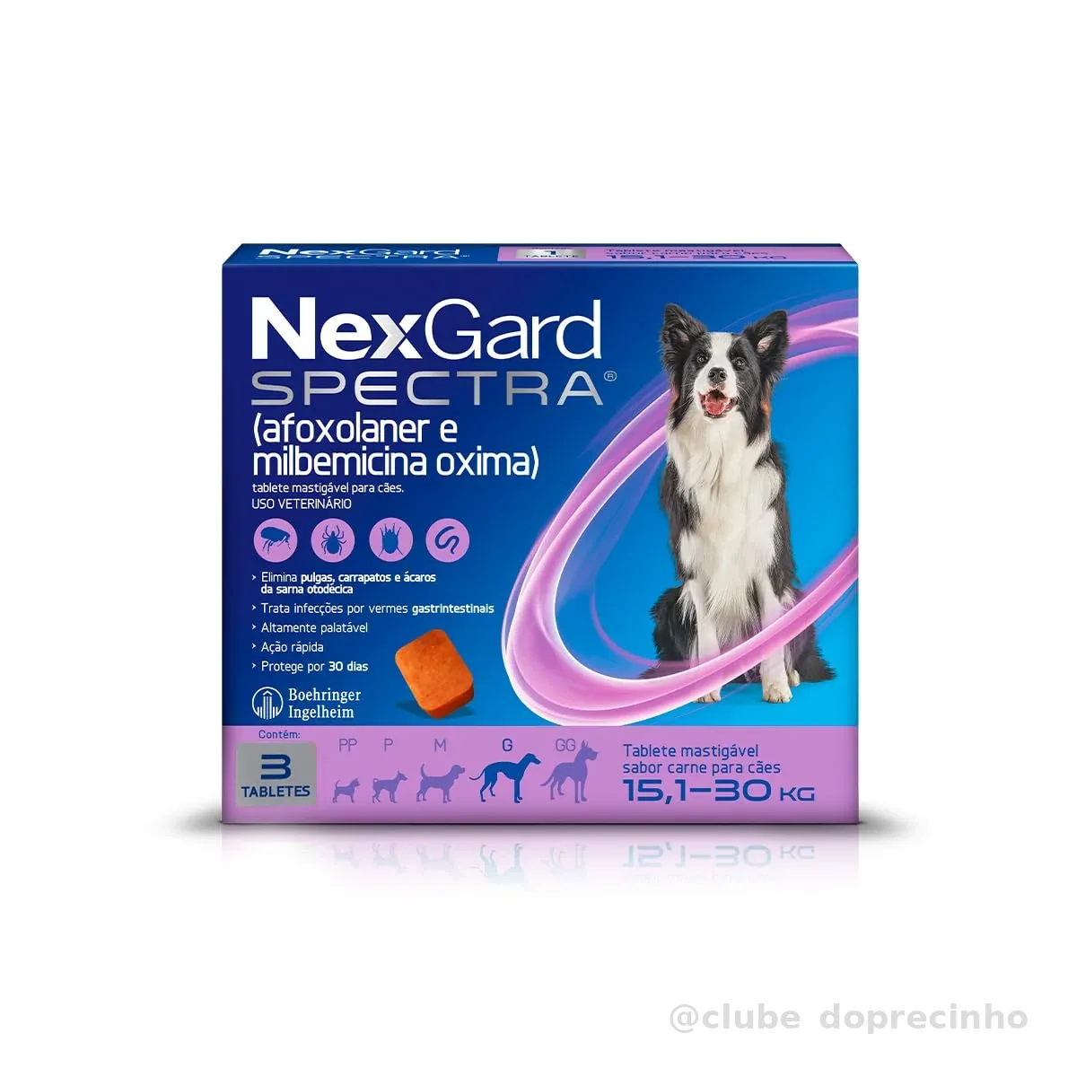 NexGard SPECTRA Antipulgas e Vermífugos para Cães de 15,1 a 30kg - 3 tabletes
