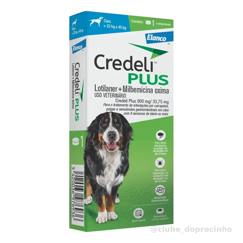 Antipulgas Elanco Credeli Plus Para Cães De 22 A 45 Kg 1 comp