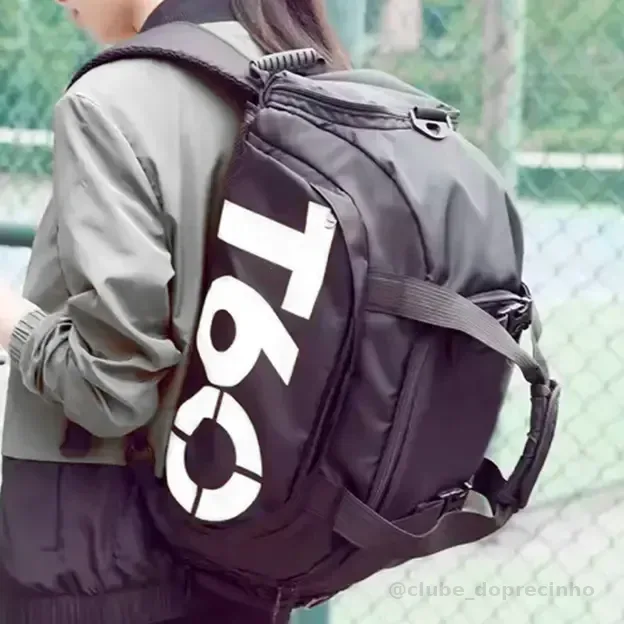 Mochila T60 Multiuso Impermeável Esportiva C Compartimentos Preto