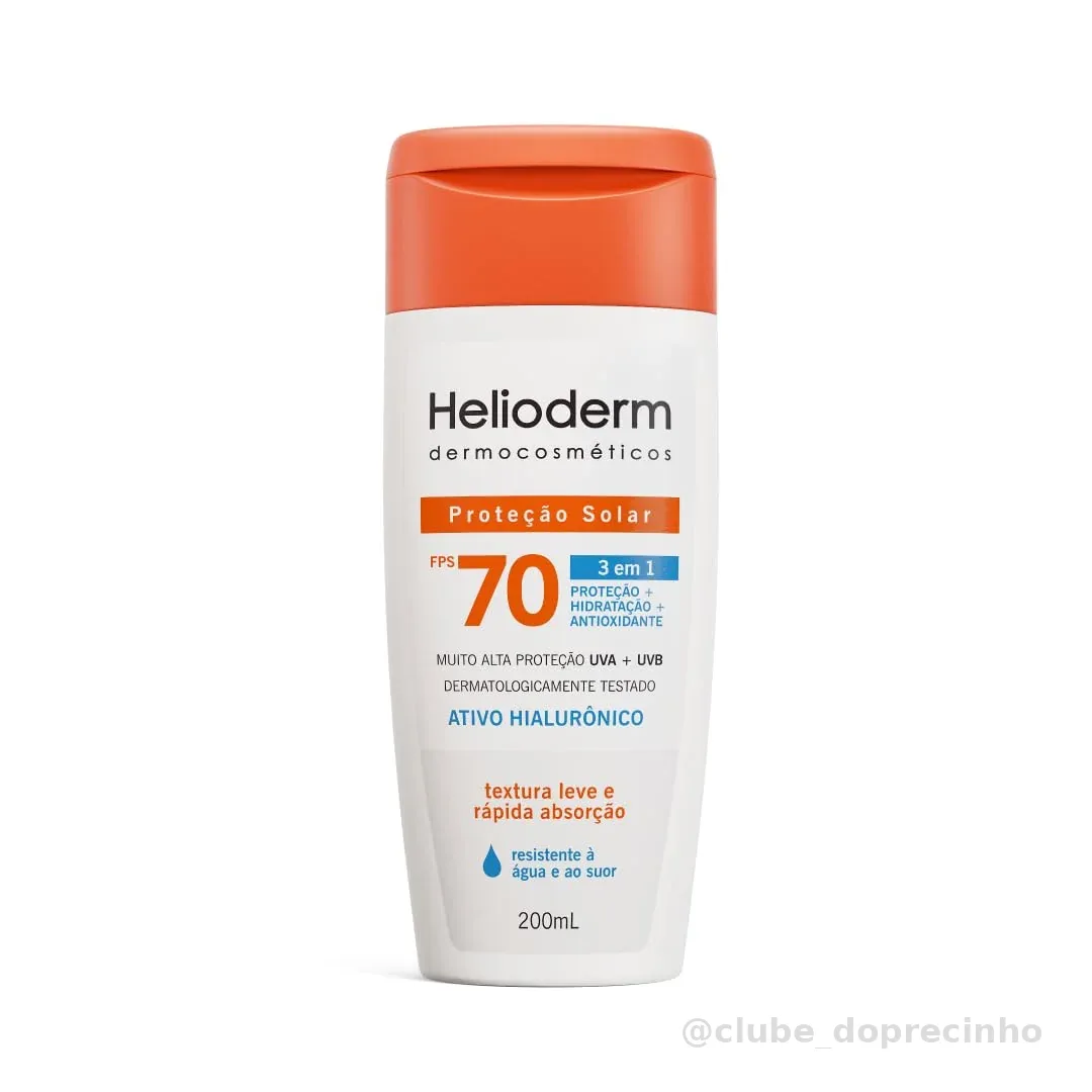 Protetor Solar Helioderm FPS 70 Ativo Hialurônico 200mL