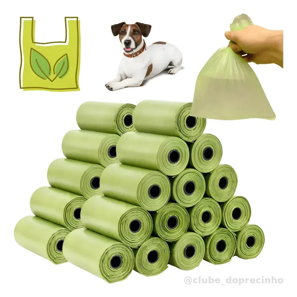 Kit 20 Refil Cata Caca Biodegradável 300 Saquinho Saco P/pet Verde-claro