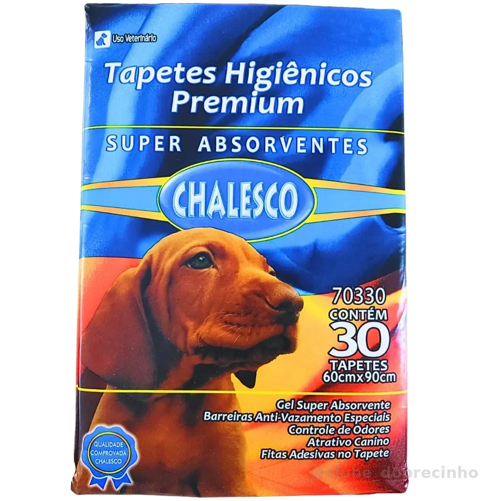 Chalesco Tapete Higiênico Premium para Cães 90 x 60 cm – Super Absorção, Controle de Odores e Base Antivazamento | 30 Unidades