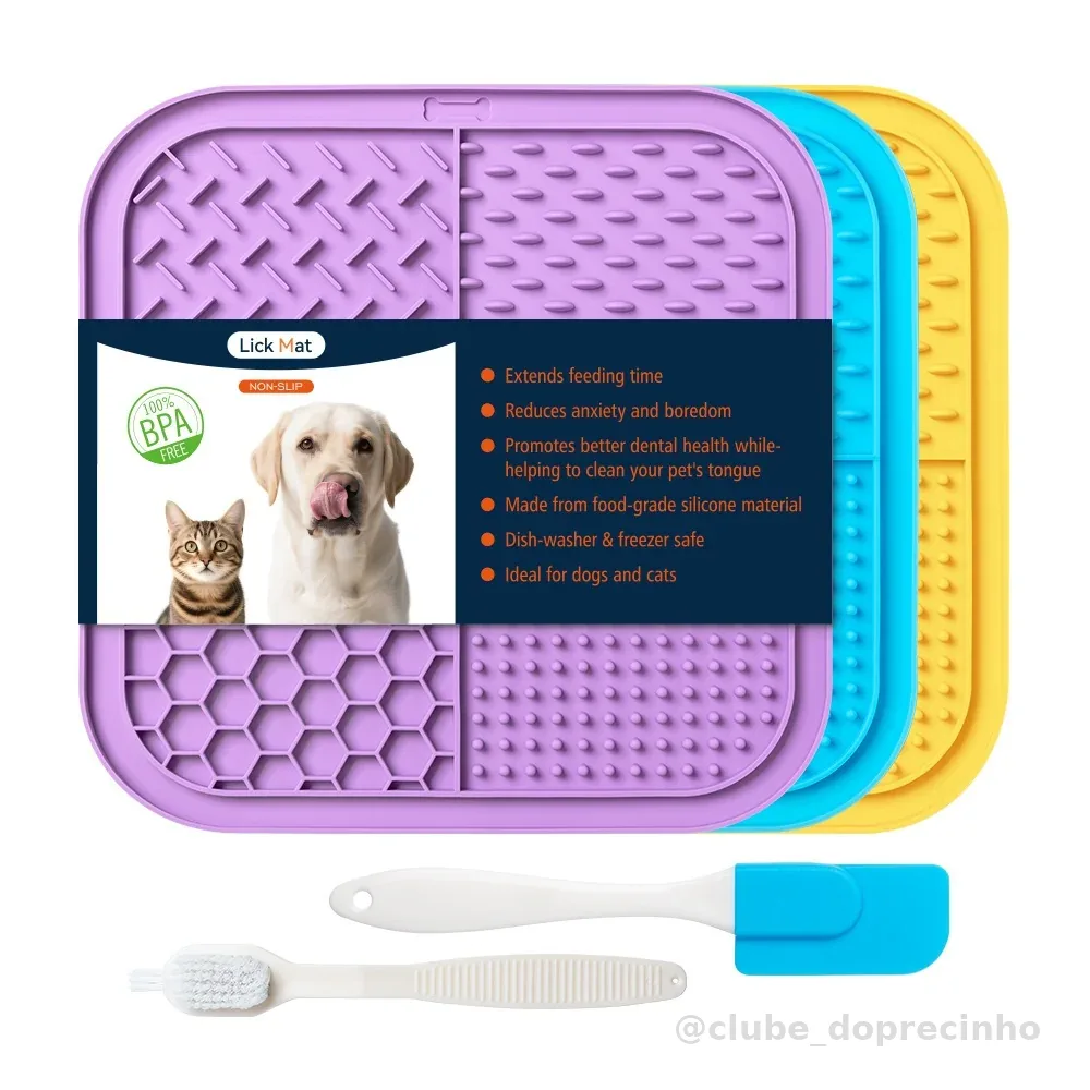 Tapete Comedouro Lento de Lamber – Para Cães e Gatos, Reduz Stress
