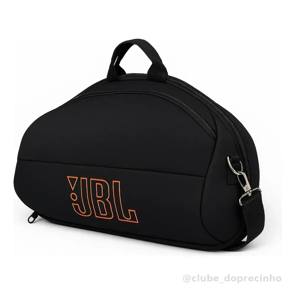 Capa Para Boombox Jbl 4 Com Bolso Externo Alça Dupla Larga Case Logo Preto Jbl 1 2 3