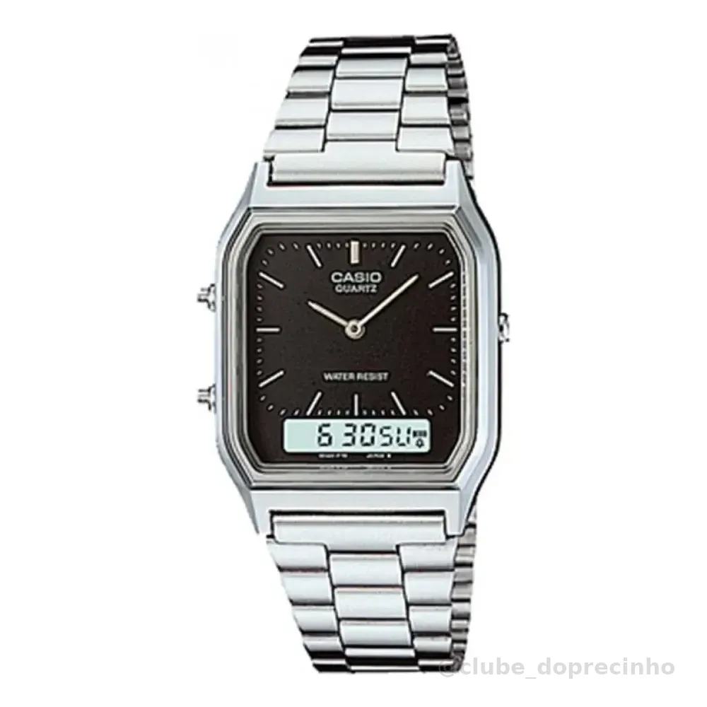 Relógio Casio Unissex Vintage Prata Aq-230a-1dmq Prata