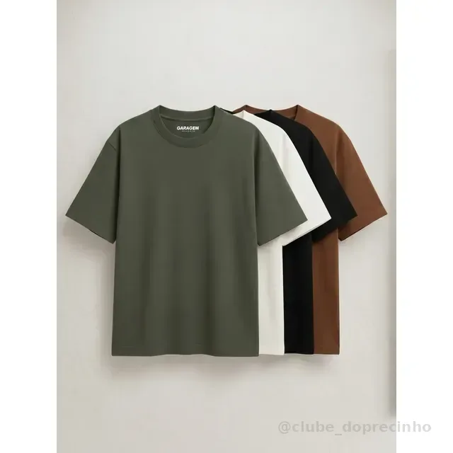 Kit 3 Camiseta Masculina Oversized Gola Larga Street Premium