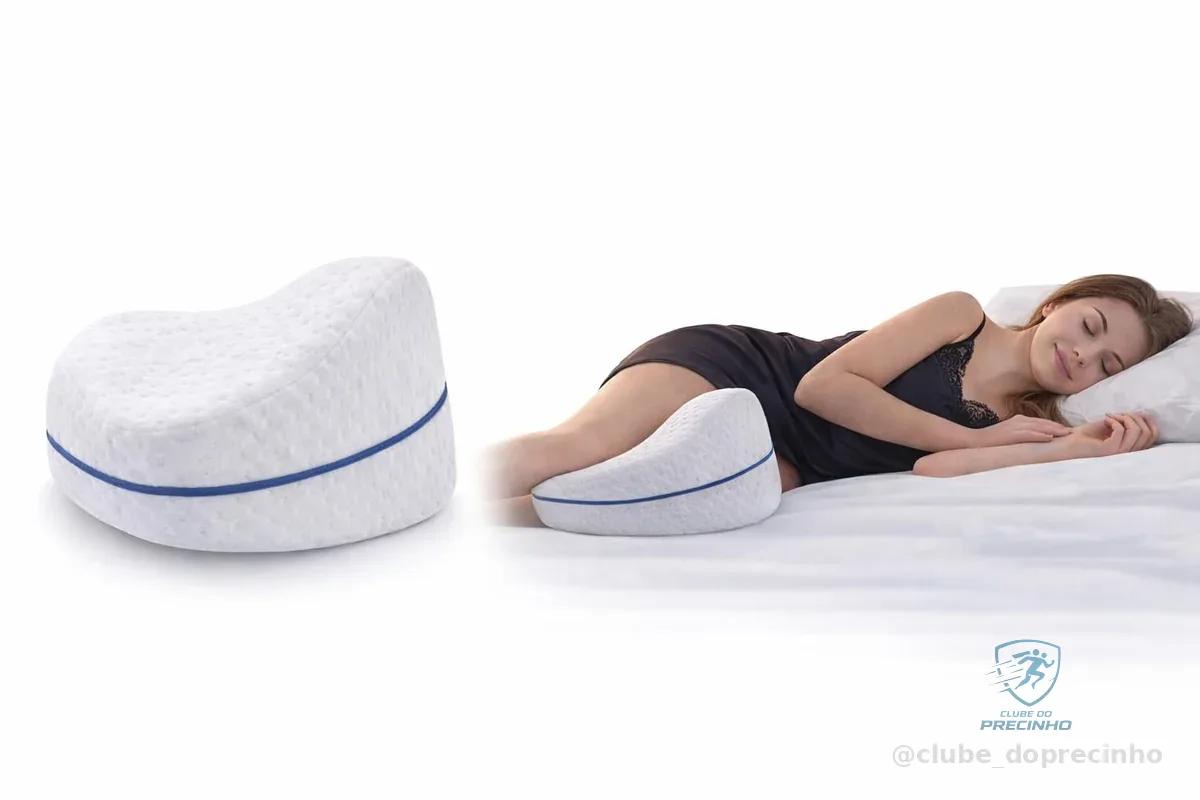 Almofada Ortopédica para Pernas e Joelhos em Espuma de Memória Travesseiro Anatômico para Dormir de Lado com Mais Conforto e Alinhamento