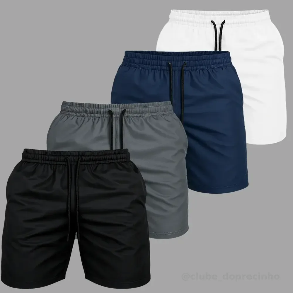 Kit 4 Short Praia Masculino Bermuda Tactel Verão Academia 1 De Cada Cor G