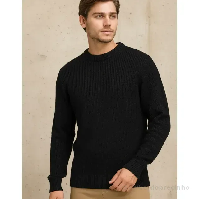 Suéter Blusa De Tricot Masculino Liso Blusa Lã Masculina