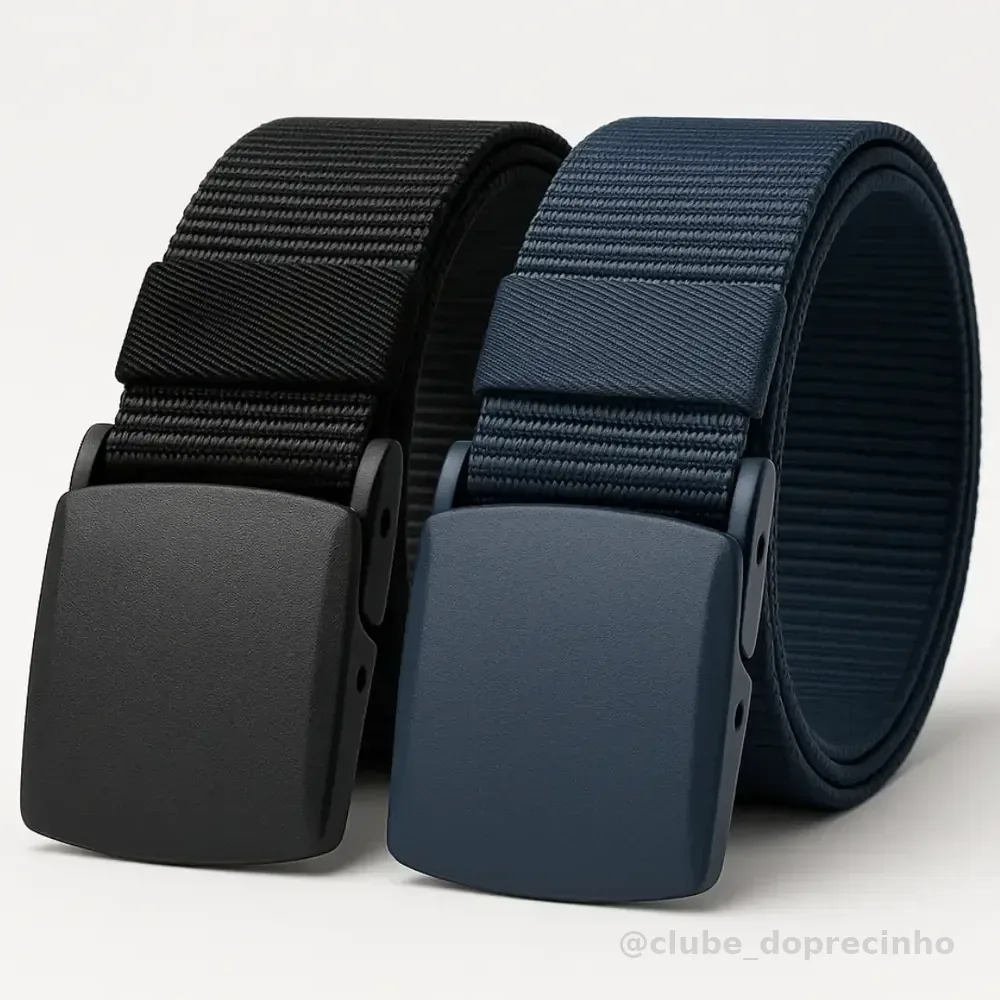 Kit 2 Cintos Antialérgicos Engate Rápido Regulável Mardi Preto/azul 120