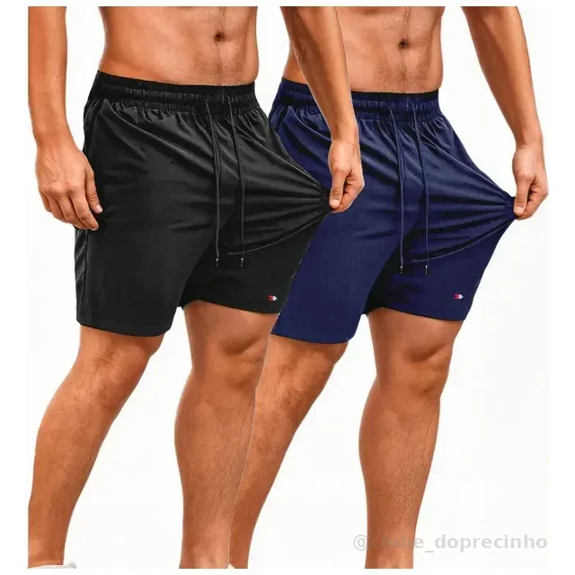 Kit 2 Shorts Bermuda Tactel Elástico Sandrini Academia Sport