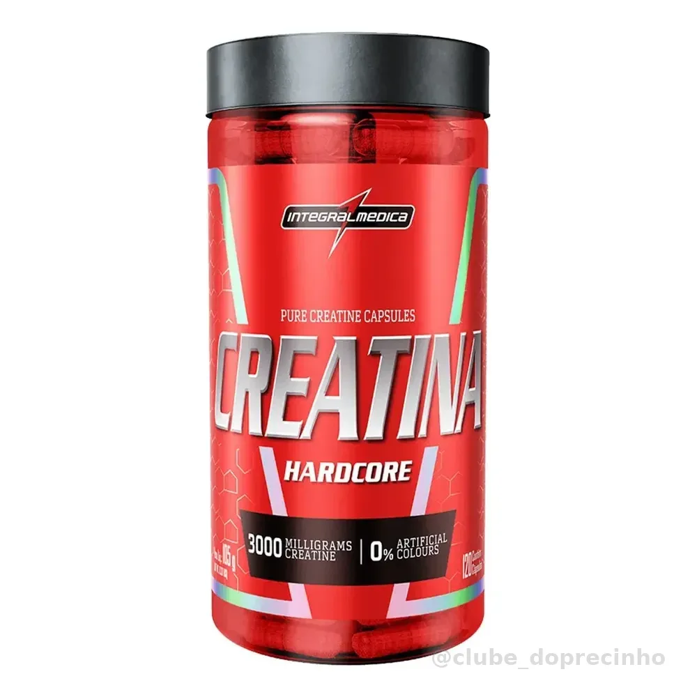 Creatina Hardcore 100% Pura 120 Capsulas Energia e Força - Integralmedica