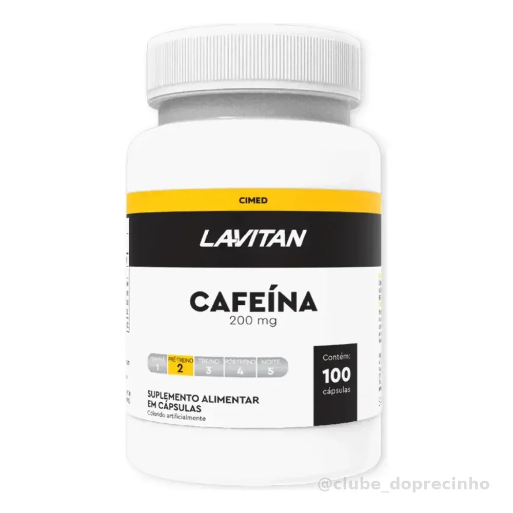 Cafeína Lavitan 200mg Suplemento Alimentar 100 Cápsulas Sem sabor Cimed