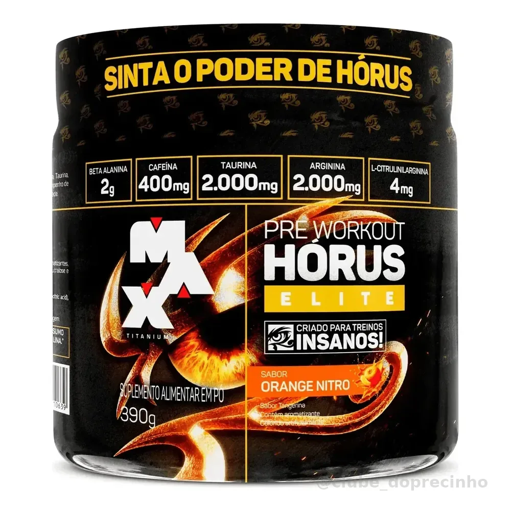 Horus Elite 390g Pré Treino 400mg Cafeína - Max Titanium Sabor Tangerinaa