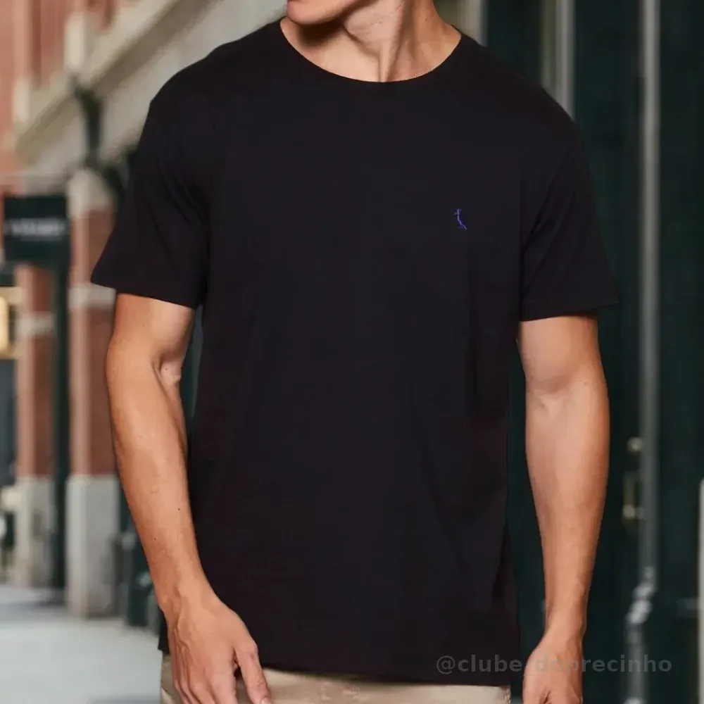 Camiseta Casual Masculina Básica Gola Careca Reserva Oferta Preto N/a P Liso