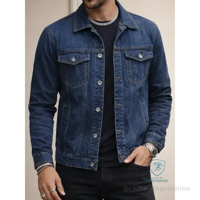 Jaqueta Masculina Jeans Manga Longa De Botões Oversized Top