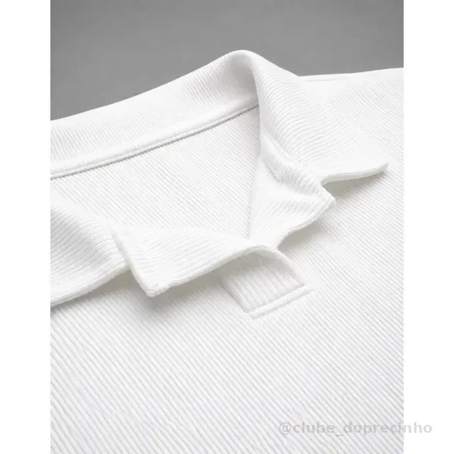 Camisa Camiseta Polo Masculina Texturizada Sem Botão