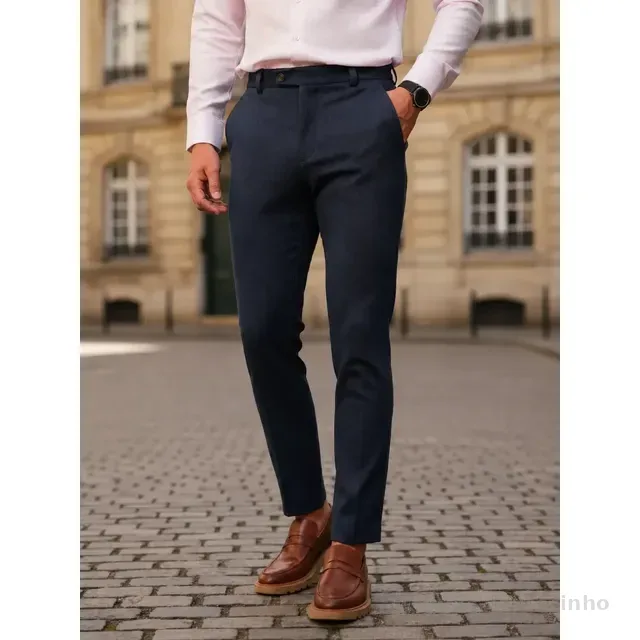 Calça Social Alfaiataria Masculina Malha Elastano Stretch