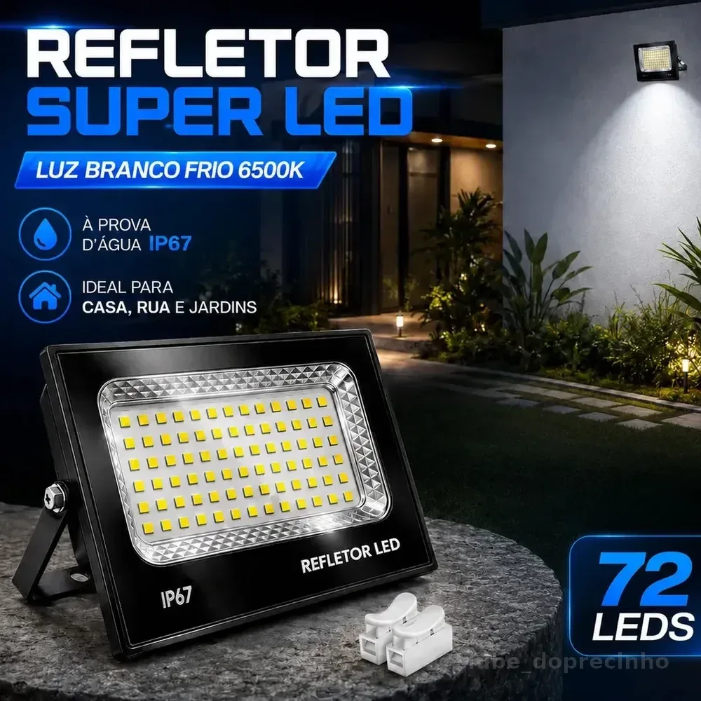 Kit 3 Refletores LED 200W VERUNTO Branco Frio IP67 Alumínio