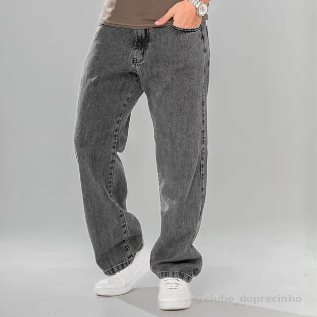 Calça Balão Jeans Masculina Marmorizada Streetwear Larga Bag