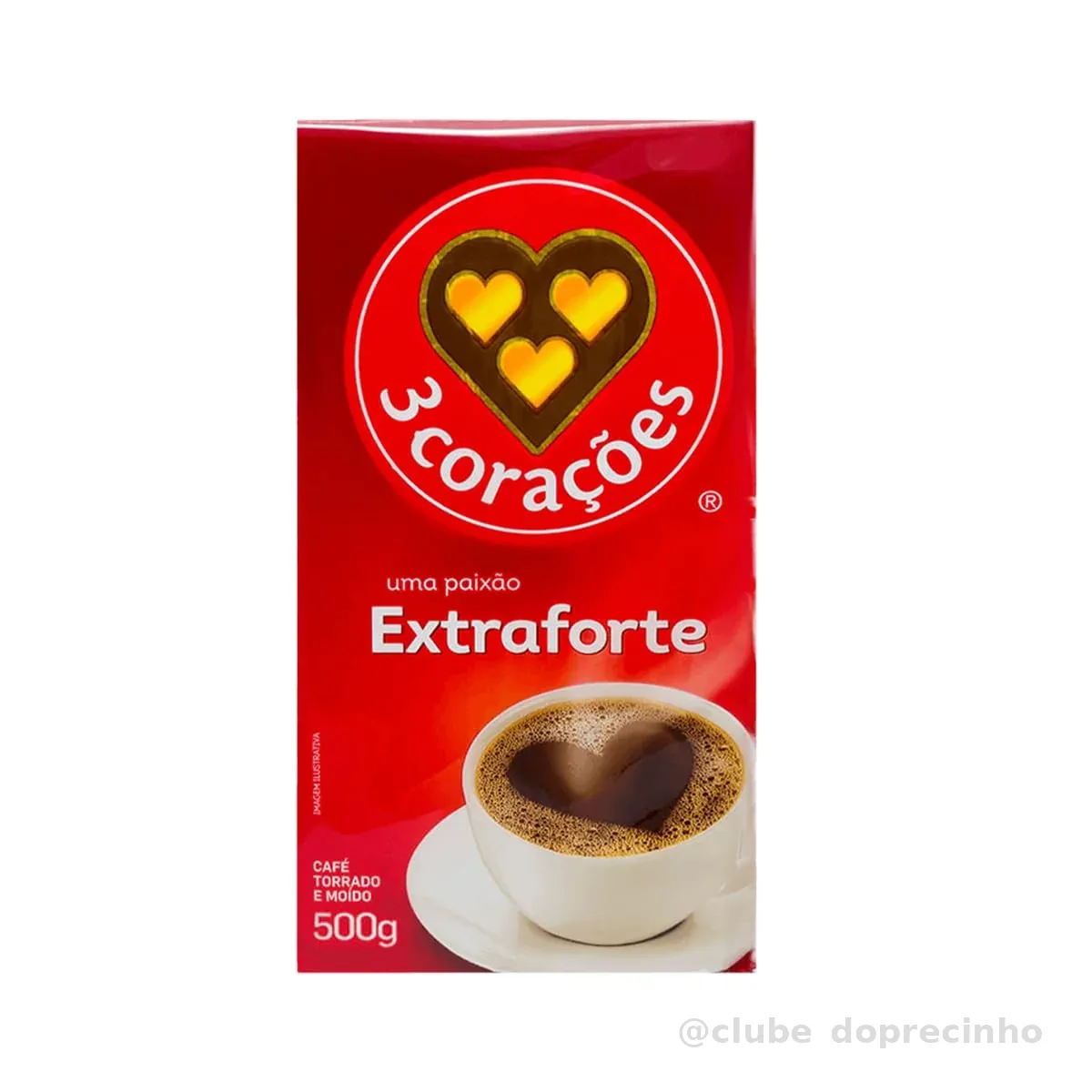 3 Corações Café Torrado e Moído Extra Forte, 500g vácuo