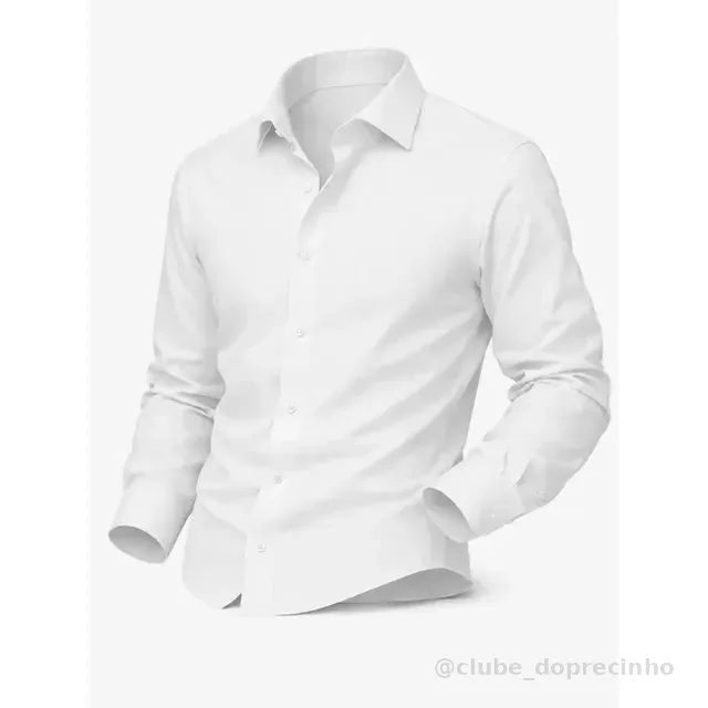 Camisa Social Masculina Manga Longa Elastano Stretch