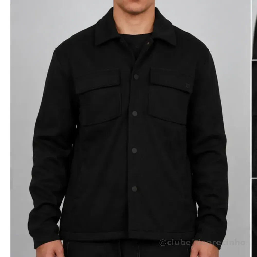 Jaqueta Masculina Bomber Texturizada Premium Com Botões Preto Gg