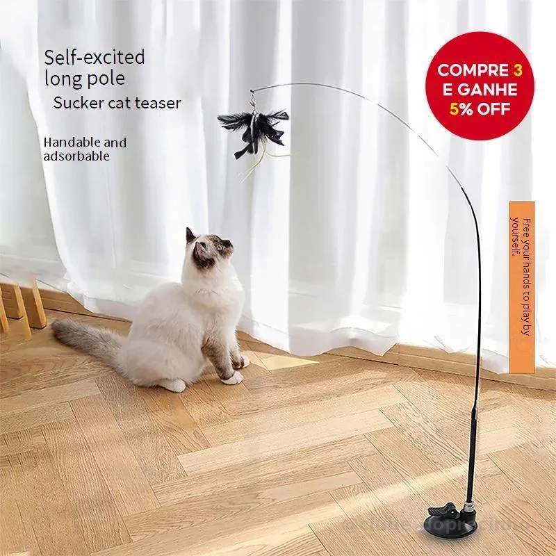 Brinquedo Interativo Para Gatos Meowjoy Com Vara De Pesca Em Aço Inoxidável, Durável E Alivia O estresse