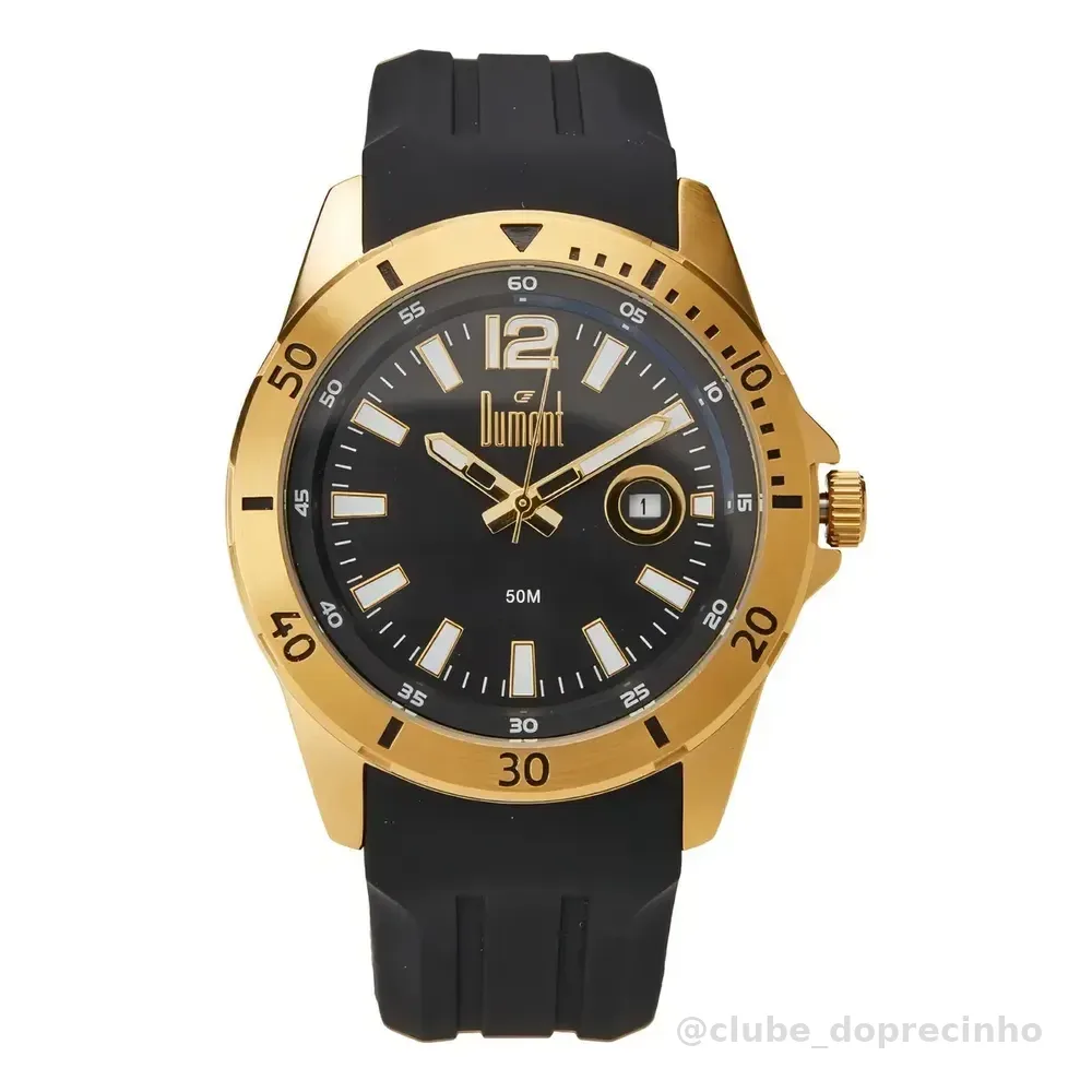 Relógio Dumont Analógico Berlim Dourado E Preto Masculino Preto Dourado