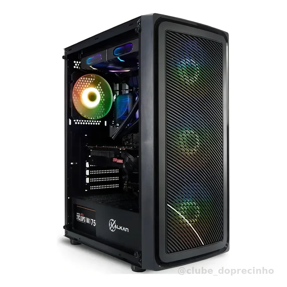 Gabinete Gamer Kalkan Joturn RGB Preto com 4 fans KLK00038