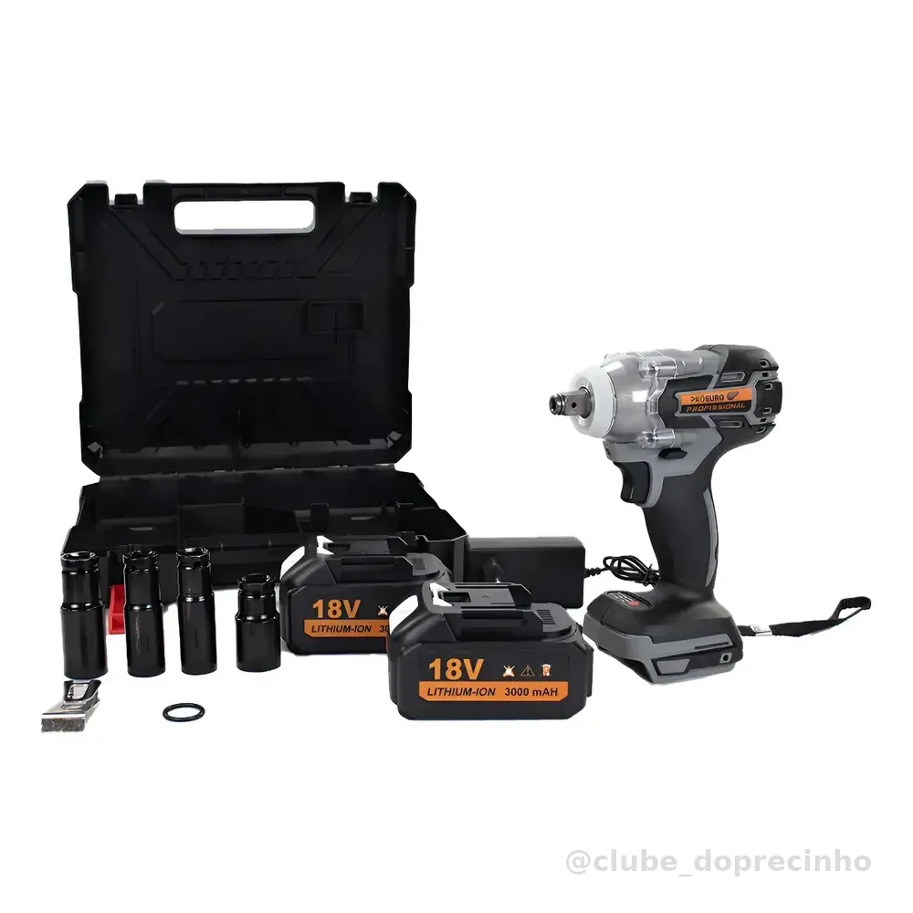 Chave Impacto Brushless 18v Maleta 2 Baterias 4 Soquetes Preto 127/220v 60hz