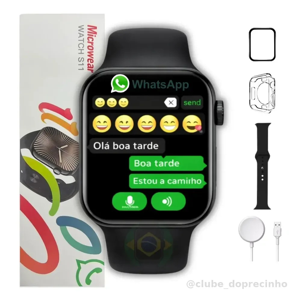 Relogio Smartwatch S11 Serie 11 47mm Amoled Gps Nfc Whatspp Preto