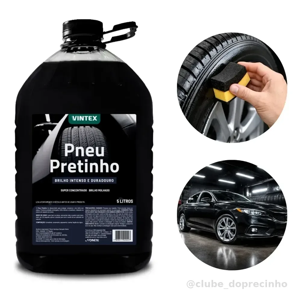 Abrilhantador Revitalizador Pneu Pretinho 5l Brilho Intenso Preto