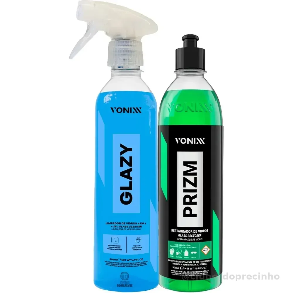 Kit Limpador de Vidros Removedor Chuva Vonixx Glazy Prizm
