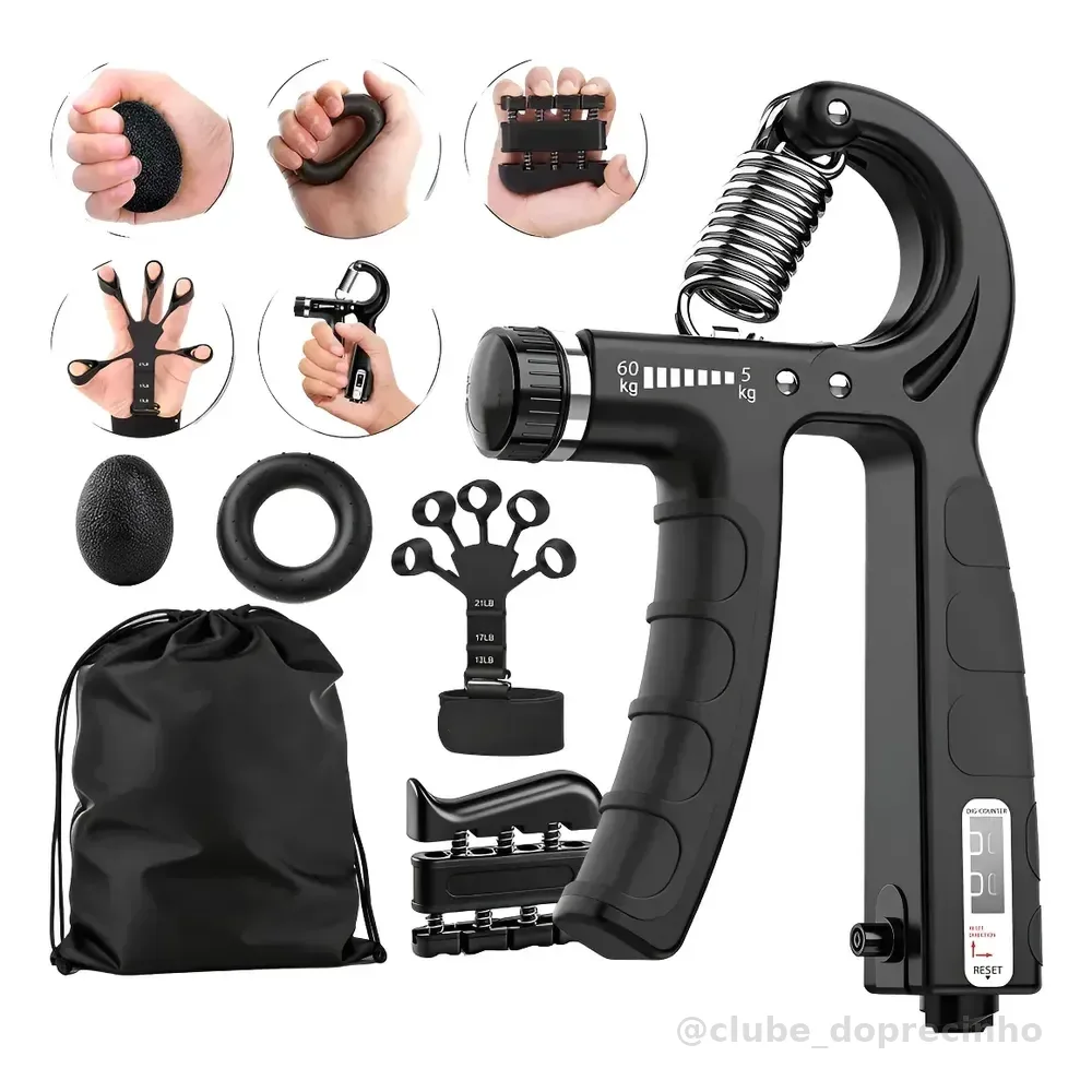 Kit Hand Grip  Fortalecedor De Punho, Mãos E Antebraço Preto
